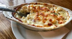 Tillinghast Manor Bed & Brunch mac and cheese in a white dish