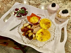 Tillinghast Manor= Yogurt parfait with Beet & Feta salad