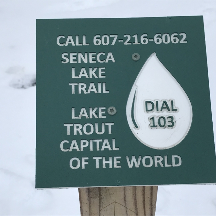 hiking and the lakes Seneca Lake Trail Sign